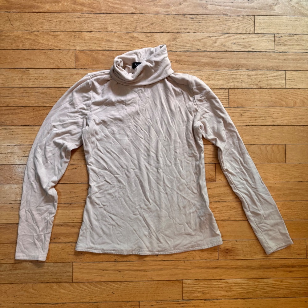 Sunbs Womens Beige Long Sleeve Turtleneck Top‎ Rayon Blend Size M
